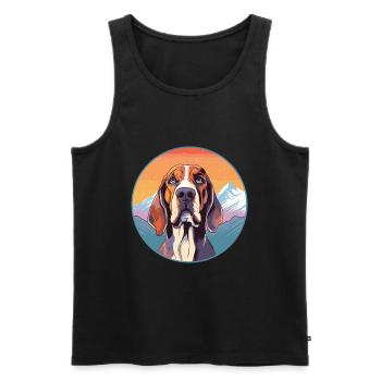 Norwegian Hound Dog Breed Cartoon Kawaii Watercolo - Men's Premium Organic Tank Top - black - Front - Michal (187cm)