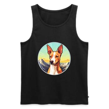 Podenco Canario race de chien dessin animé kawaii watercolo - Débardeur bio Premium Homme - noir - Devant - Michal (187cm)