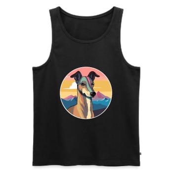 Chien lévrier polonais race Cartoon Kawaii Watercol - Débardeur bio Premium Homme - noir - Devant - Michal (187cm)