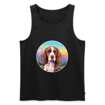 Pont Audemer Épagneul Chien Race Cartoon Kawaii Wate - Débardeur bio Premium Homme - noir - Devant - Michal (187cm)