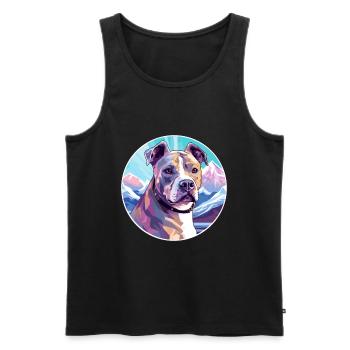 Pitbull Dog Breed Cartoon Kawaii Watercolor - Men's Premium Organic Tank Top - black - Front - AI Model Male 178 light (178cm)