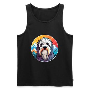 Polish Lowland Sheepdog Dog Breed Cartoon Kawaii W - Men's Premium Organic Tank Top - black - Front - AI Model Male 178 light (178cm)