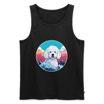 Caniche chien race dessin animé Kawaii aquarelle - Débardeur bio Premium Homme - noir - Devant - Michal (187cm)