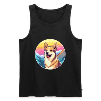 Norvégien Lundehund chien race dessin animé kawaii eau - Débardeur bio Premium Homme - noir - Devant - Michal (187cm)