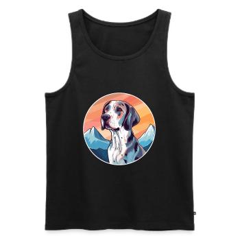 Pointer chien race dessin animé Kawaii aquarelle - Débardeur bio Premium Homme - noir - Devant - Michal (187cm)