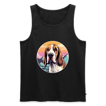 Poitevin Hound Dog Breed Cartoon Kawaii Watercolor - Men's Premium Organic Tank Top - black - Front - Michal (187cm)