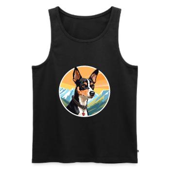 Rat Terrier chien race dessin animé Kawaii aquarelle - Débardeur bio Premium Homme - noir - Devant - Michal (187cm)