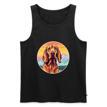 Redbone Coonhound chien race dessin animé Kawaii Waterco - Débardeur bio Premium Homme - noir - Devant - AI Model Male 178 light (178cm)