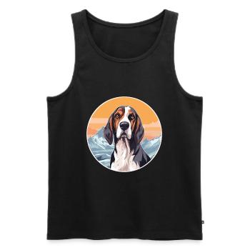 Chien courant russe race Cartoon Kawaii aquarelle - Débardeur bio Premium Homme - noir - Devant - Michal (187cm)