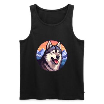 Saarloos Wolfhund Hunderasse Cartoon Kawaii Watercol - Männer Premium Bio Tank Top - Schwarz - Vorne - AI Model Male 178 light (178cm)