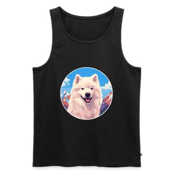 Samoyed Dog Breed Cartoon Kawaii Watercolor - Men's Premium Organic Tank Top - black - Front - Michal (187cm)