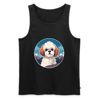 Russe jouet chien race dessin animé Kawaii aquarelle - Débardeur bio Premium Homme - noir - Devant - Michal (187cm)