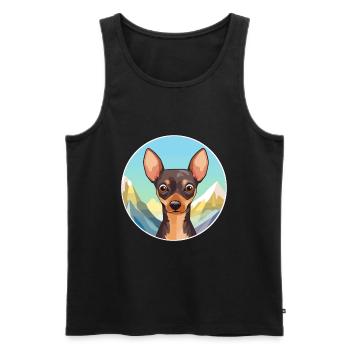 Russe Toy Terrier Chien Race Cartoon Kawaii Eau - Débardeur bio Premium Homme - noir - Devant - Michal (187cm)