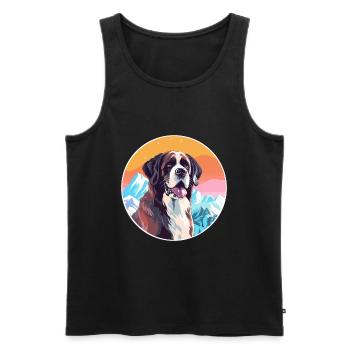 Saint Bernard chien race Cartoon Kawaii aquarelle - Débardeur bio Premium Homme - noir - Devant - AI Model Male 178 light (178cm)