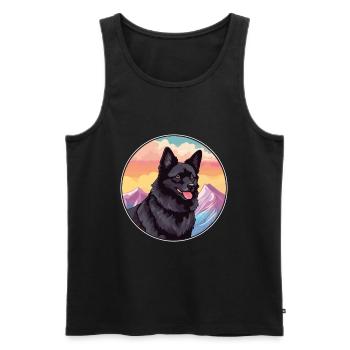 Schipperke Race Chien Dessin Animé Kawaii Aquarelle - Débardeur bio Premium Homme - noir - Devant - Michal (187cm)