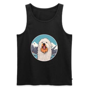 Puli chien race dessin animé Kawaii aquarelle - Débardeur bio Premium Homme - noir - Devant - Michal (187cm)