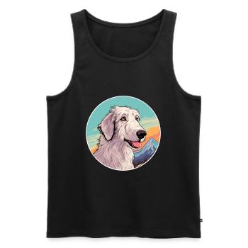 Chien de chasse russe race de chien dessin animé Kawaii Waterco - Débardeur bio Premium Homme - noir - Devant - Michal (187cm)