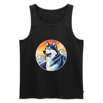 Seppala Sibérien Traîneau Chien Race Dessin animé Kawaii - Débardeur bio Premium Homme - noir - Devant - Michal (187cm)