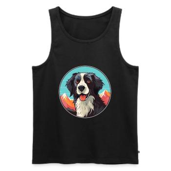 Stabyhoun chien race dessin animé Kawaii aquarelle - Débardeur bio Premium Homme - noir - Devant - Michal (187cm)