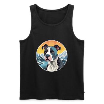 Staffordshire Bullterrier Hunderasse Karikatur Kawai - Männer Premium Bio Tank Top - Schwarz - Vorne - AI Model Male 178 light (178cm)