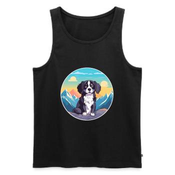 Strellufstover race de chien dessin animé Kawaii aquarelle - Débardeur bio Premium Homme - noir - Devant - Michal (187cm)