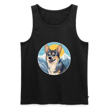 Swedish Vallhund Dog Breed Cartoon Kawaii Watercol - Men's Premium Organic Tank Top - black - Front - Michal (187cm)