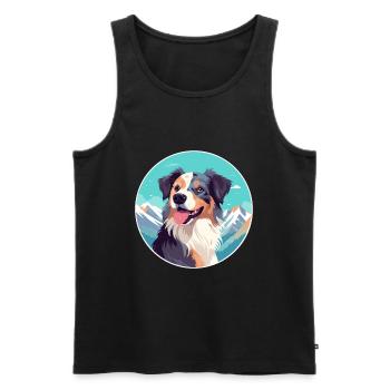 Slovensky Cuvac race de chien dessin animé kawaii watercolo - Débardeur bio Premium Homme - noir - Devant - Michal (187cm)