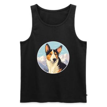 Smooth Collie Dog Breed Cartoon Kawaii Watercolor - Men's Premium Organic Tank Top - black - Front - AI Model Male 178 light (178cm)