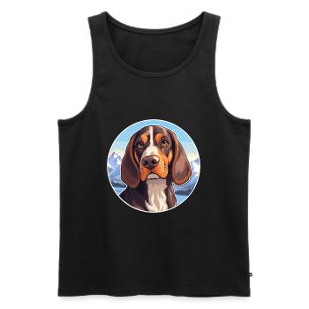 Southern Hound Dog Breed Cartoon Kawaii Watercolor - Men's Premium Organic Tank Top - black - Front - Michal (187cm)