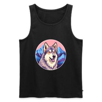 Tamaskan Dog Breed Cartoon Kawaii Watercolor - Men's Premium Organic Tank Top - black - Front - Michal (187cm)