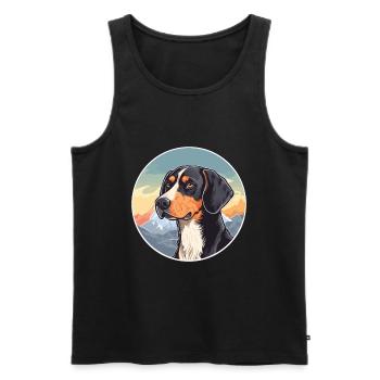 Serbe tricolore chien chien race dessin animé Kawaii - Débardeur bio Premium Homme - noir - Devant - Michal (187cm)