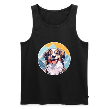 Taigan Dog Breed Cartoon Kawaii Watercolor - Men's Premium Organic Tank Top - black - Front - Michal (187cm)