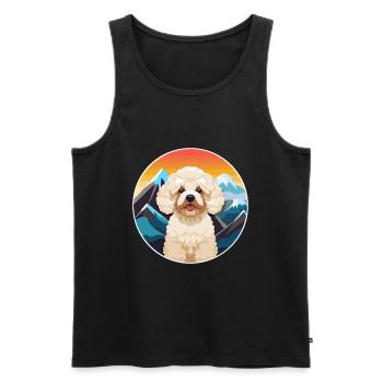 Jouet caniche chien race dessin animé Kawaii aquarelle - Débardeur bio Premium Homme - noir - Devant - Michal (187cm)