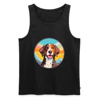 Tyroler Bracke chien race dessin animé Kawaii aquarelle - Débardeur bio Premium Homme - noir - Devant - Michal (187cm)