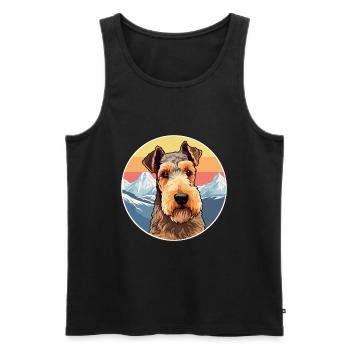 Welsh Terrier chien race dessin animé Kawaii aquarelle - Débardeur bio Premium Homme - noir - Devant - Michal (187cm)