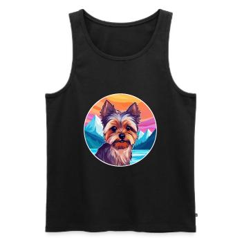 Yorkshire Terrier Dog Breed Cartoon Kawaii Waterco - Men's Premium Organic Tank Top - black - Front - AI Model Male 178 light (178cm)