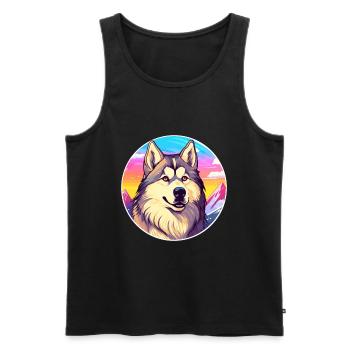 Alaskan Malamute Dog Breed Cartoon Kawaii Watercol - Men's Premium Organic Tank Top - black - Front - Michal (187cm)