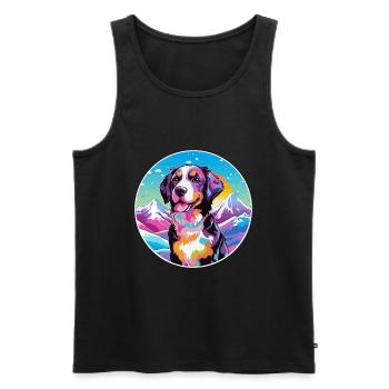 Ariegeois race de chien dessin animé kawaii aquarelle - Débardeur bio Premium Homme - noir - Devant - Michal (187cm)
