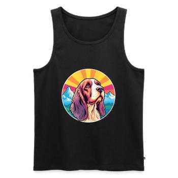 Artois Hound Dog Breed Cartoon Kawaii Watercolor - Men's Premium Organic Tank Top - black - Front - Michal (187cm)