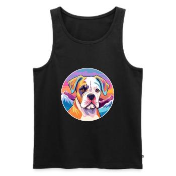 Bouledogue américain chiot chien race dessin animé Kawaii Wa - Débardeur bio Premium Homme - noir - Devant - Michal (187cm)