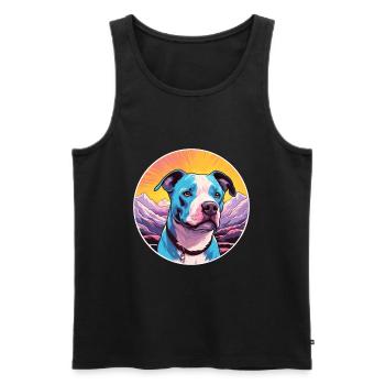 American PitBull Terrier Dog Breed Cartoon Kawaii - Men's Premium Organic Tank Top - black - Front - Michal (187cm)