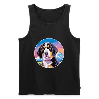 Appenzeller Sennenhund Dog Breed Cartoon Kawaii Wa - Men's Premium Organic Tank Top - black - Front - AI Model Male 178 light (178cm)