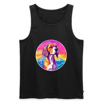 BeagleHarrier Scent Hound Dog Breed Cartoon Kawaii - Men's Premium Organic Tank Top - black - Front - AI Model Male 178 light (178cm)