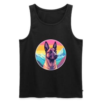 Belgian Malinois Dog Breed Cartoon Kawaii Watercol - Men's Premium Organic Tank Top - black - Front - Michal (187cm)