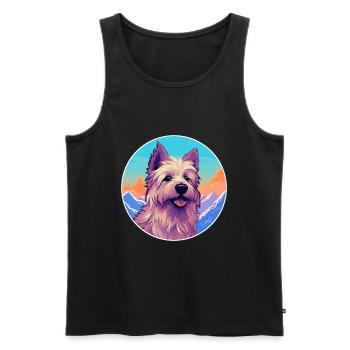 Berger Picard chien race dessin animé Kawaii aquarelle - Débardeur bio Premium Homme - noir - Devant - Michal (187cm)