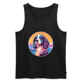 Alpine Spaniel Dog Breed Cartoon Kawaii Watercolor - Men's Premium Organic Tank Top - black - Front - Michal (187cm)