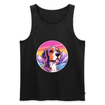 Chien de chasse andalou race de chien dessin animé Kawaii Watercol - Débardeur bio Premium Homme - noir - Devant - AI Model Male 178 light (178cm)