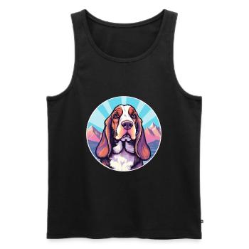 Basset Bleu De Gascogne Dog Breed Cartoon Kawaii W - Men's Premium Organic Tank Top - black - Front - Michal (187cm)
