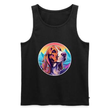 Basset Fauve de Bretagne Hunderasse Cartoon Kawaii - Männer Premium Bio Tank Top - Schwarz - Vorne - Michal (187cm)