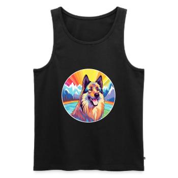 Belgian Tervuren Dog Breed Cartoon Kawaii Watercol - Men's Premium Organic Tank Top - black - Front - Michal (187cm)